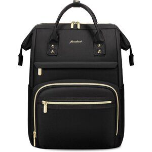 Women's Black Laptop Backpack 15.6 Inch Work Travel Bag With Usb Charger